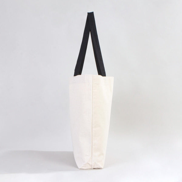 Canvas Beach Tote Bag with Black Handles – 19" × 16" × 4" (48 × 41 × 10 cm) – 10 oz Cotton - Pamusan.com