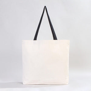 Canvas Beach Tote Bag with Black Handles – 19" × 16" × 4" (48 × 41 × 10 cm) – 10 oz Cotton - Pamusan.com
