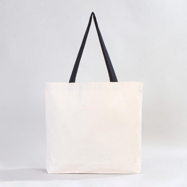 Canvas Beach Tote Bag with Black Handles – 19" × 16" × 4" (48 × 41 × 10 cm) – 10 oz Cotton - Pamusan.com