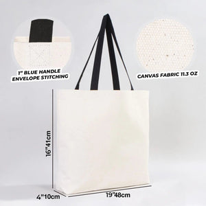 Canvas Beach Tote Bag with Black Handles – 19" × 16" × 4" (48 × 41 × 10 cm) – 10 oz Cotton - Pamusan.com