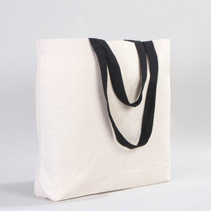 Canvas Beach Tote Bag with Black Handles – 19" × 16" × 4" (48 × 41 × 10 cm) – 10 oz Cotton - Pamusan.com