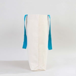 Canvas Beach Tote Bag with Blue Handles – 19" × 16" × 4" (48 × 41 × 10 cm) – 10 oz Cotton - Pamusan.com