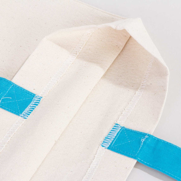 Canvas Beach Tote Bag with Blue Handles – 19" × 16" × 4" (48 × 41 × 10 cm) – 10 oz Cotton - Pamusan.com