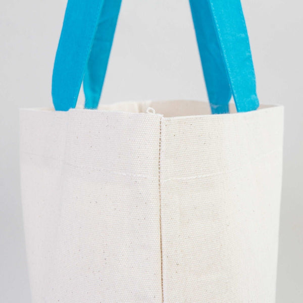 Canvas Beach Tote Bag with Blue Handles – 19" × 16" × 4" (48 × 41 × 10 cm) – 10 oz Cotton - Pamusan.com
