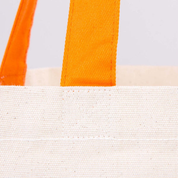 Canvas Beach Tote Bag with Orange Handles – 19" × 16" × 4" (48 × 41 × 10 cm) – 10 oz Cotton - Pamusan.com