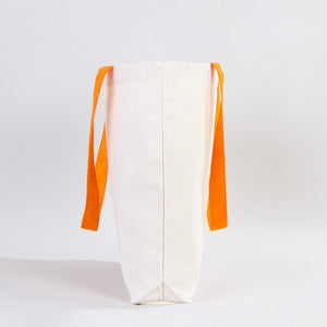 Canvas Beach Tote Bag with Orange Handles – 19" × 16" × 4" (48 × 41 × 10 cm) – 10 oz Cotton - Pamusan.com