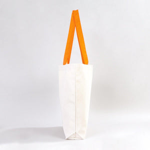 Canvas Beach Tote Bag with Orange Handles – 19" × 16" × 4" (48 × 41 × 10 cm) – 10 oz Cotton - Pamusan.com