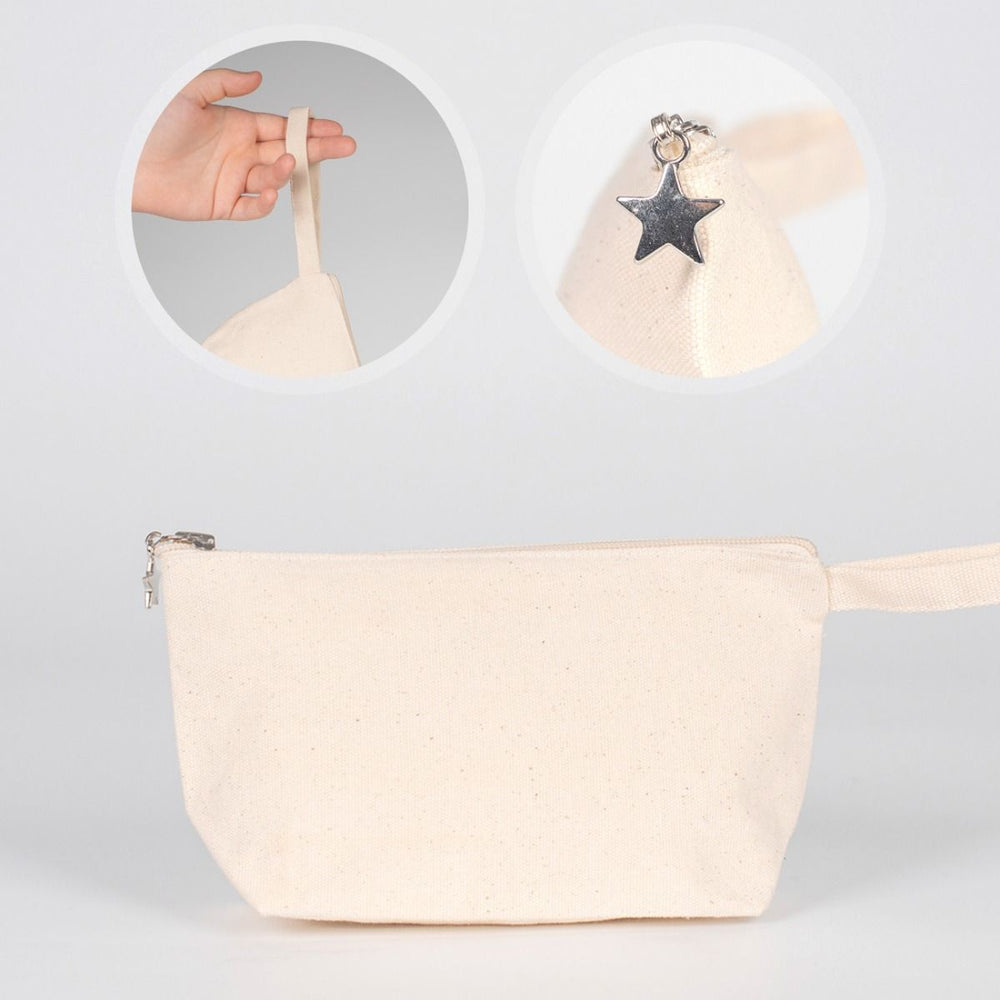 Canvas Clutch Pencil Case with Star Zipper Pull – Natural Cotton - Pamusan.com