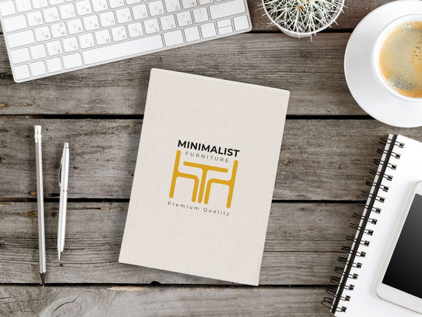 Canvas Cover Notebook 6"W x 8"H (15 cm x 20 cm) Text Logo or Photo Print, Promotional Notebook - Pamusan.com