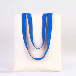 Canvas Purse with Blue Handles - 14" x 16" (35x40 cm) - 10 oz - Pamusan.com