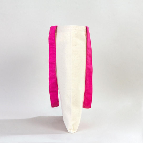 Canvas Purse with Fuchsia Handles - 14" x 16" (35x40 cm) - 10 oz - Pamusan.com