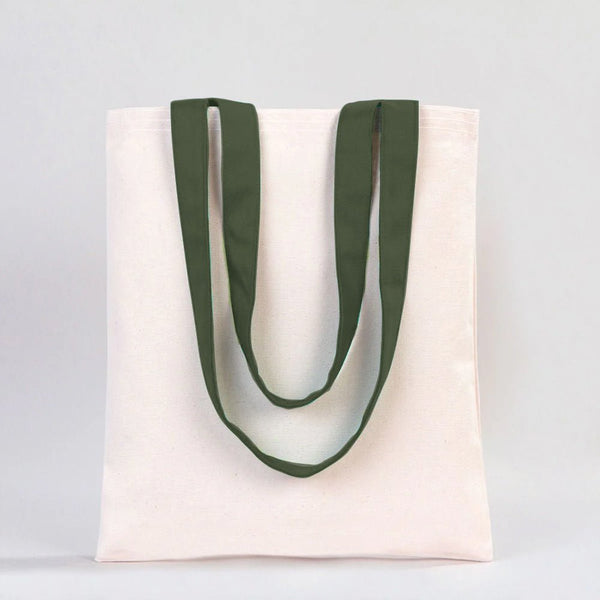 Canvas Purse with Green Handles - 14" x 16" (35x40 cm) - 10 oz - Pamusan.com
