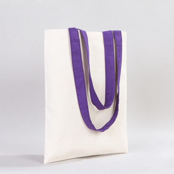 Canvas Purse with Purple Handles - 14" x 16" (35x40 cm) - 10 oz - Pamusan.com