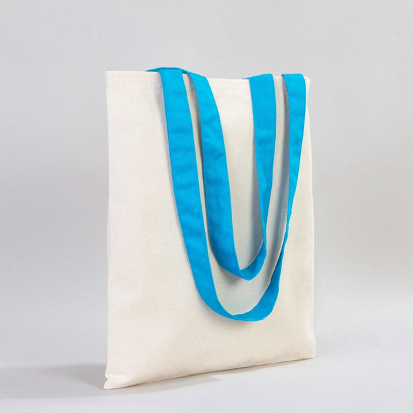 Canvas Purse with Turquoise Handles - 14" x 16" (35x40 cm) - 10 oz - Pamusan.com