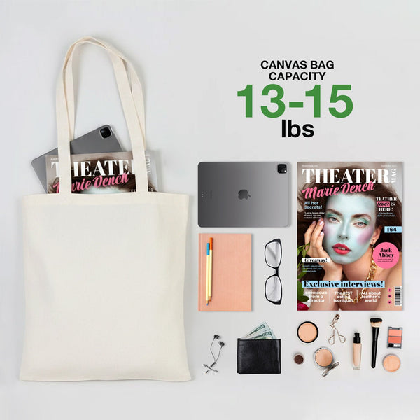 Canvas Tote Bag – Natural Color 14"x16 " İnches - Reusable Cotton Tote Bulk Wholesale - Pamusan.com