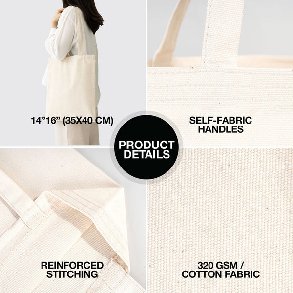 Canvas Tote Bag – Natural Color 14"x16 " İnches - Reusable Cotton Tote Bulk Wholesale - Pamusan.com