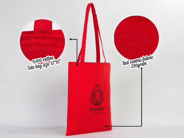 Canvas Tote Bags Red 14"W x 16"H – Blank Cotton Shopping & Gift Bags - Pamusan.com