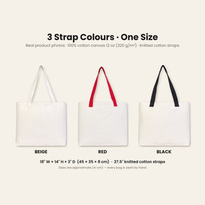 Christmas Canvas Tote Bags Bulk – 18" × 14" × 3" (45 × 35 × 8 cm) with Beige, Red or Black Knitted Handles, 9 Happy New Year 2027 Designs - Pamusan.com