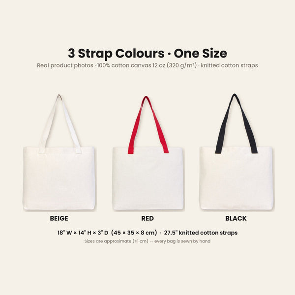 Christmas Canvas Tote Bags Bulk – 18" × 14" × 3" (45 × 35 × 8 cm) with Beige, Red or Black Knitted Handles, 9 Happy New Year 2027 Designs - Pamusan.com