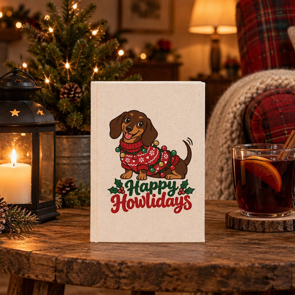 Christmas Journal Bulk – Canvas Notebook A5 5.5" × 7.9" (14 × 20 cm), 9 Holiday & New Year 2027 Designs, Natural or Black Cover - Pamusan.com