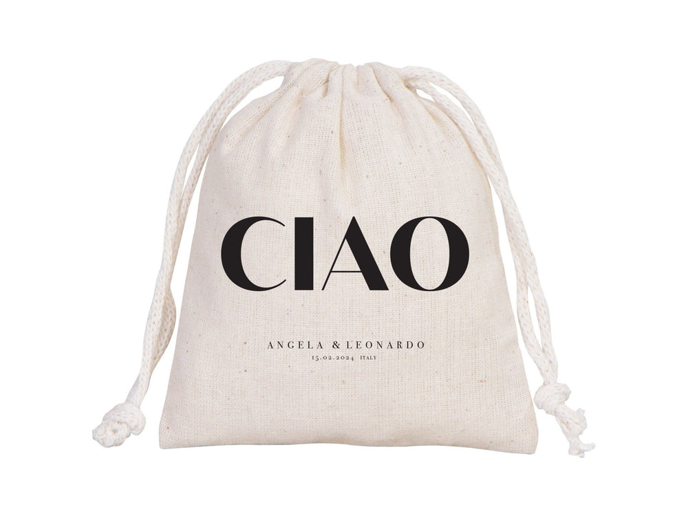 Ciao ! Italy Wedding Favor Bag, Italian Wedding Welcome Bag, Italy Gift, Custom Italy Wedding Totes - Pamusan.com