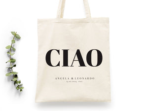 Ciao Tote Bag - Italy Wedding Tote Bag, Custom Wedding Totes, Wedding Welcome Bag - Pamusan.com