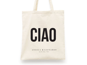 Ciao Tote Bag - Italy Wedding Tote Bag, Custom Wedding Totes, Wedding Welcome Bag - Pamusan.com