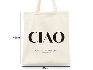 Ciao Tote Bag - Italy Wedding Tote Bag, Custom Wedding Totes, Wedding Welcome Bag - Pamusan.com