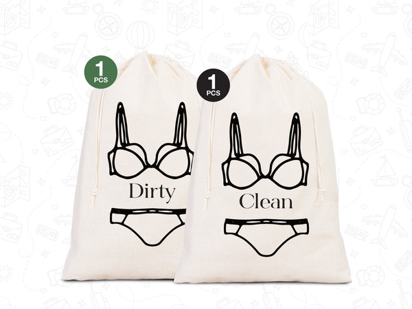 Clean and Dirty Underwear Travel Bags - Overnight Laundry Bag Set | Lingerie & Laundry Organizer - Pamusan.com