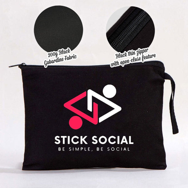 Clutch Bag - Black 8"W x 6"H - 21x15 cm (customized) - Pamusan.com