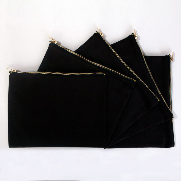 Clutch Bag Black 8"x6" – Cotton Zipper Cosmetic & Reusable Makeup Pouch - Pamusan.com