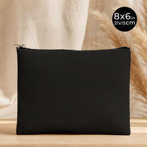 Clutch Bag Black 8"x6" – Cotton Zipper Cosmetic & Reusable Makeup Pouch - Pamusan.com