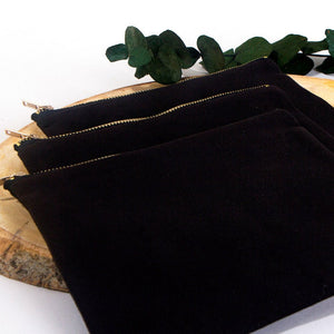 Clutch Bag Black 8"x6" – Cotton Zipper Cosmetic & Reusable Makeup Pouch - Pamusan.com