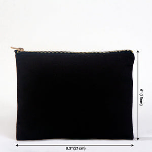 Clutch Bag Black 8"x6" – Cotton Zipper Cosmetic & Reusable Makeup Pouch - Pamusan.com