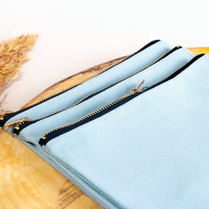Cotton Clutch Bag Light Blue – 8"x6" Reusable Cosmetic Pouch - Pamusan.com