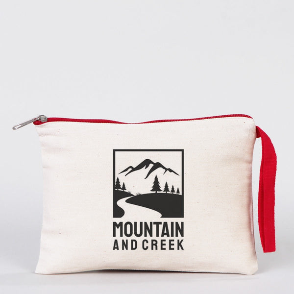 Clutch Bag Red 8"x6" – Red Zippered Cotton Cosmetic & Makeup Pouch (Customizable) - Pamusan.com