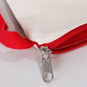 Clutch Bag Red 8"x6" – Red Zippered Cotton Cosmetic & Makeup Pouch (Customizable) - Pamusan.com