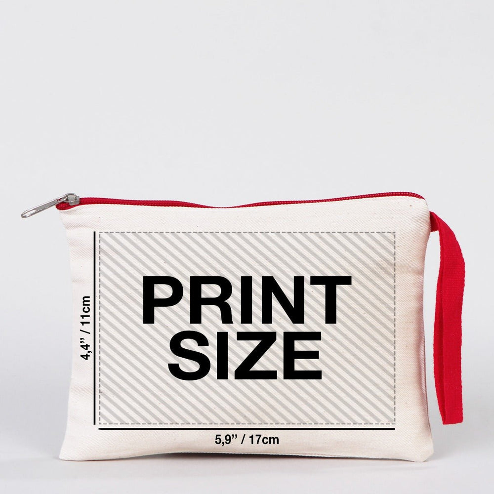 Clutch Bag Red 8"x6" – Red Zippered Cotton Cosmetic & Makeup Pouch (Customizable) - Pamusan.com