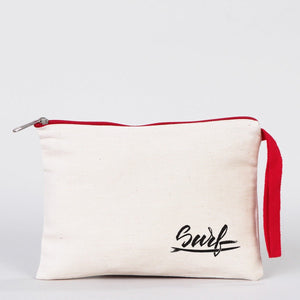 Clutch Bag Red 8"x6" – Red Zippered Cotton Cosmetic & Makeup Pouch (Customizable) - Pamusan.com