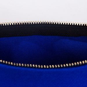 Clutch Bag Saks Blue – 8"x6" Cotton Zipper Cosmetic & Makeup Pouch - Pamusan.com