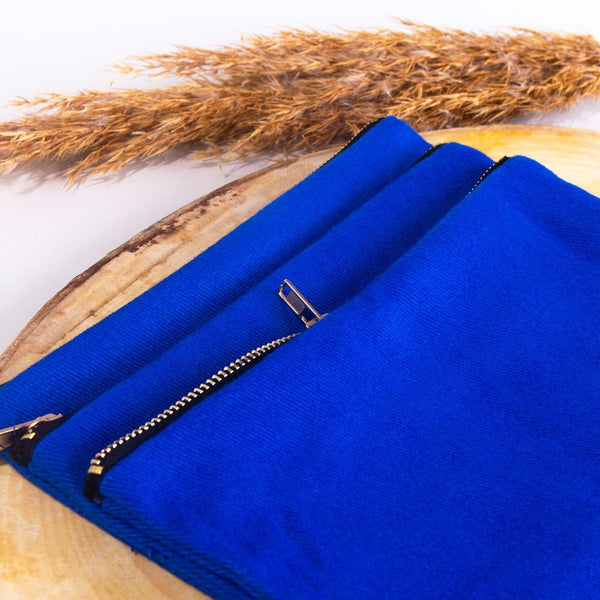 Clutch Bag Saks Blue – 8"x6" Cotton Zipper Cosmetic & Makeup Pouch - Pamusan.com