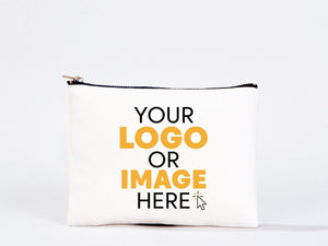 Clutch Bag White 8"x6" – Custom Logo Cotton Makeup & Personalized Cosmetic Pouch - Pamusan.com