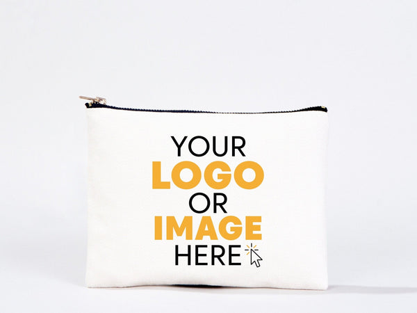 Clutch Bag White 8"x6" – Custom Logo Cotton Makeup & Personalized Cosmetic Pouch - Pamusan.com
