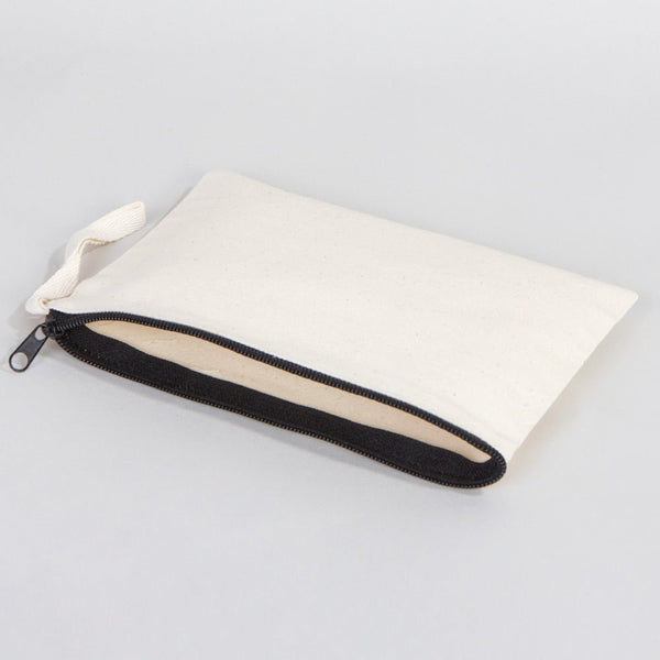 Clutch Unlined Bag - 8"W x 6"H - (Blank) Plain Cotton Pouch with Zipper, Eco - Friendly - Pamusan.com
