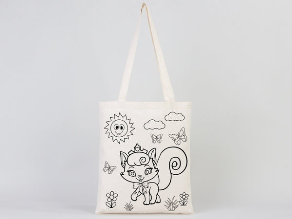 Coloring Tote Bag for Kids – Unicorn & Cat Design – Washable Cotton Art Bag (No Pencil) — view 6 | Pamusan