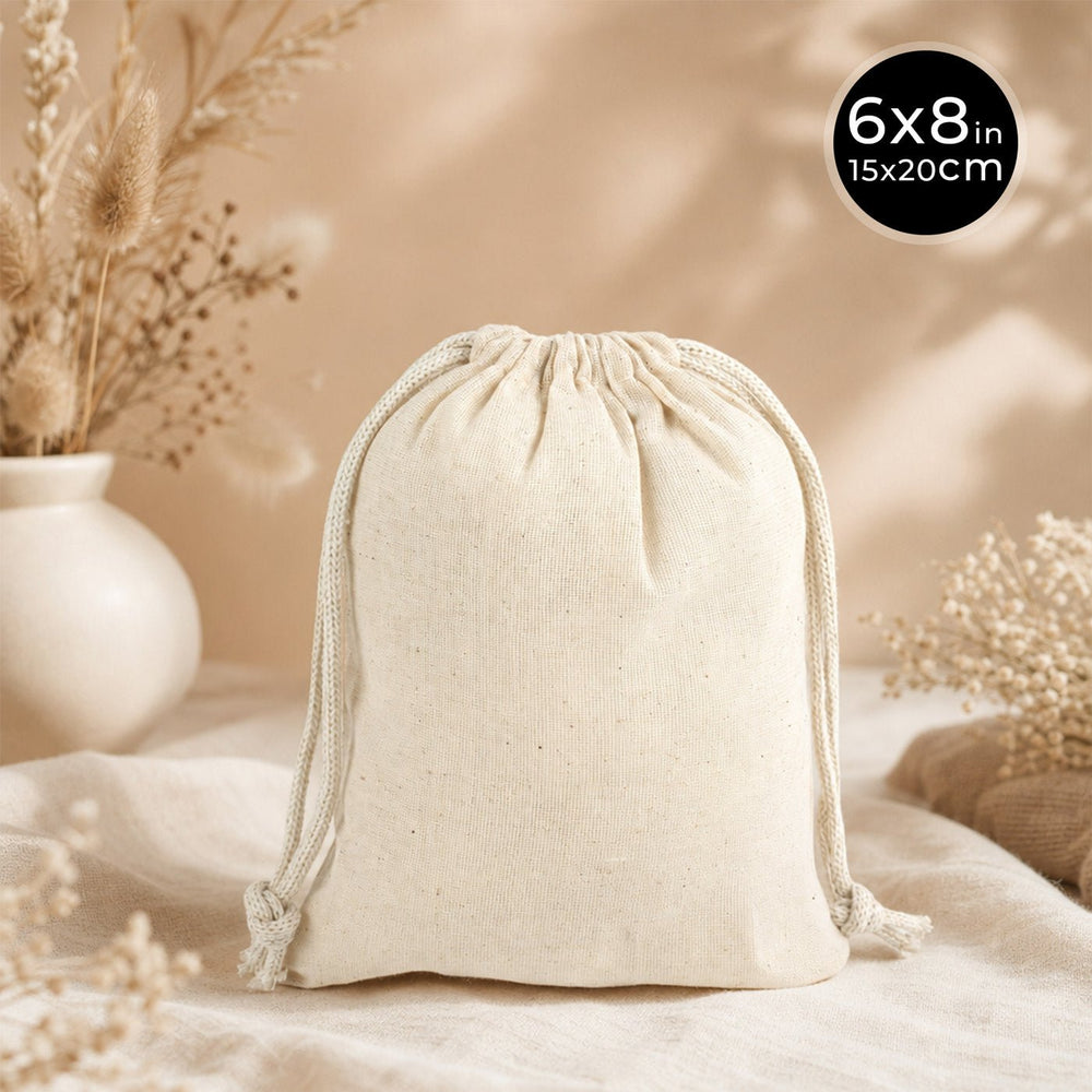 Cotton Drawstring Pouch 6"x8" | Natural Favor & Gift Bag - Pamusan.com