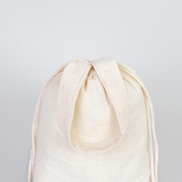 Cotton Pouch Bag 6"x8" – Natural Drawstring Favor Bag with Short Handle - Pamusan.com