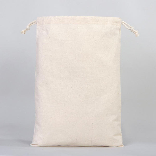 Cotton Pouch Bags 12"W x 16"H - Organic Cotton Double Drawstring Pouch Bags - No Print Wholesale Cotton Bags - Pamusan.com