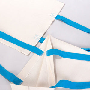 Cotton Tote Bag – 16" × 14" (40 × 35 cm) – Blue Handles - Pamusan.com