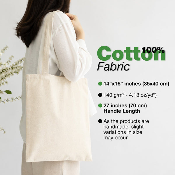 Cotton Tote Bag – 4.13 Oz – 14"W x 16"H Blank Natural Canvas Bag - Pamusan.com